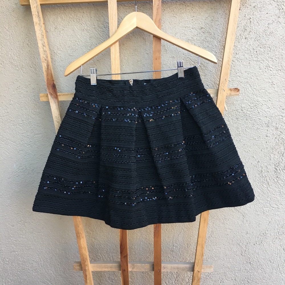 GINGER G Black Sequined Skirt | L